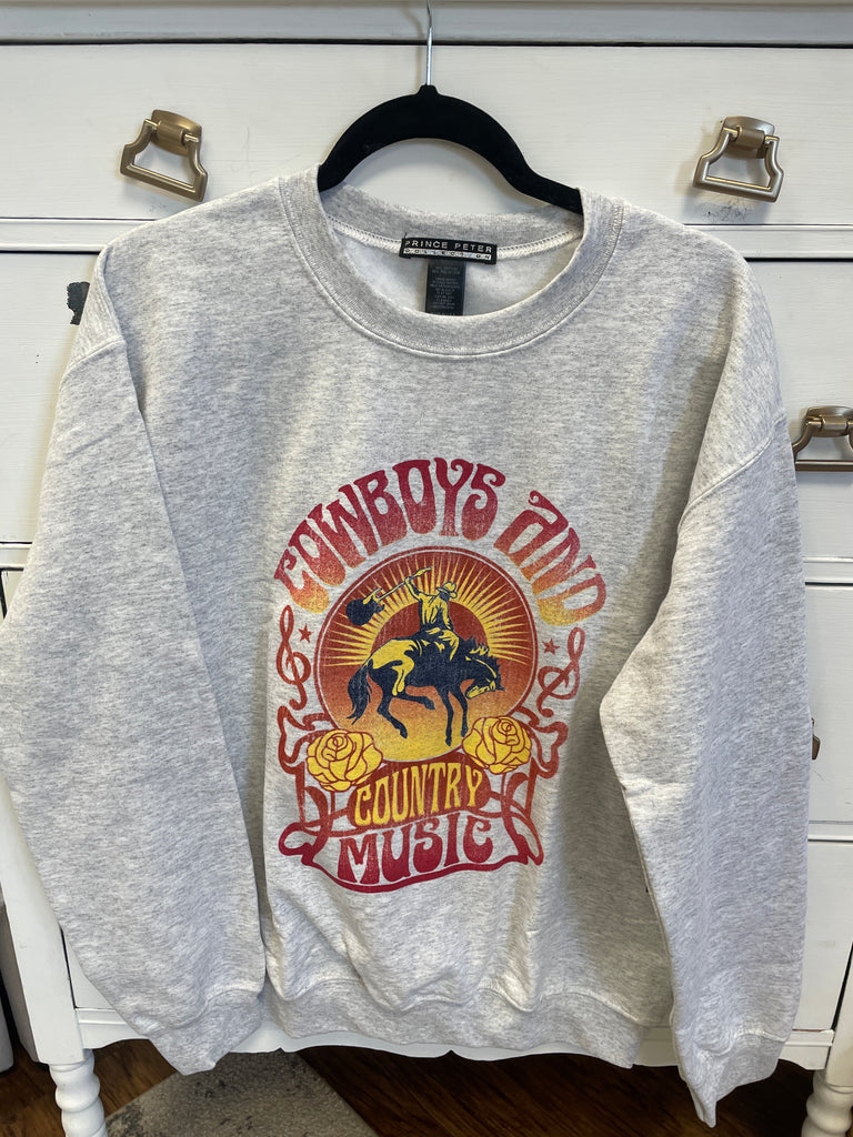 SAMPLE! Cowboys and Country Music Graphic Sweater-Timber Brooke Boutique, Online Women's Fashion Boutique in Amarillo, Texas