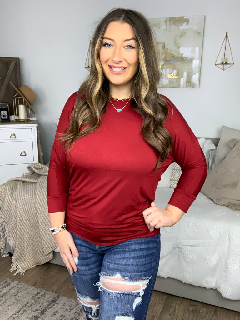 DOORBUSTER! Luxe Rayon Boat Neck Top-Long Sleeve Tops-Timber Brooke Boutique, Online Women's Fashion Boutique in Amarillo, Texas