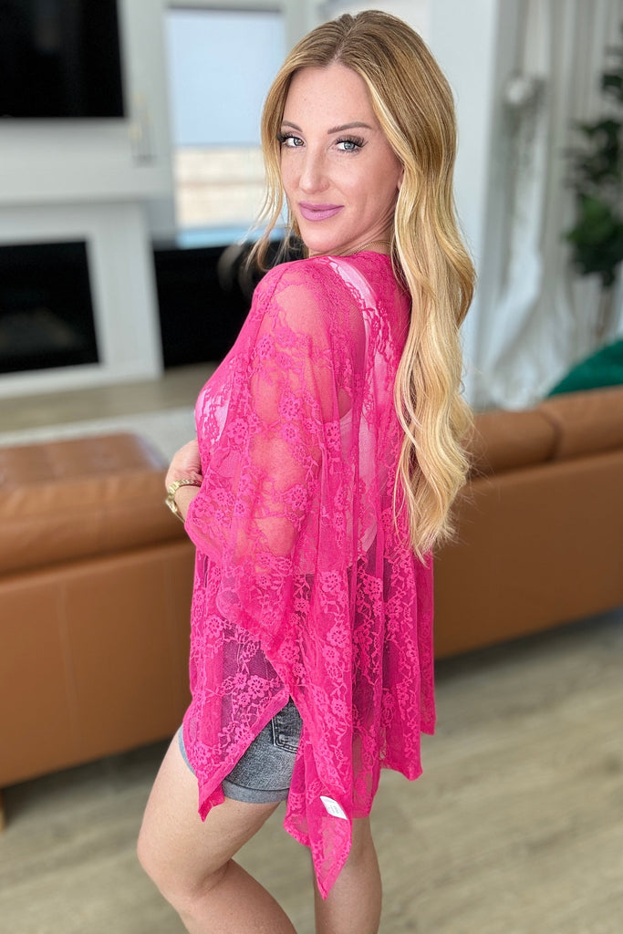 Good Days Ahead Lace Kimono In Fuchsia-Layers-Timber Brooke Boutique, Online Women's Fashion Boutique in Amarillo, Texas