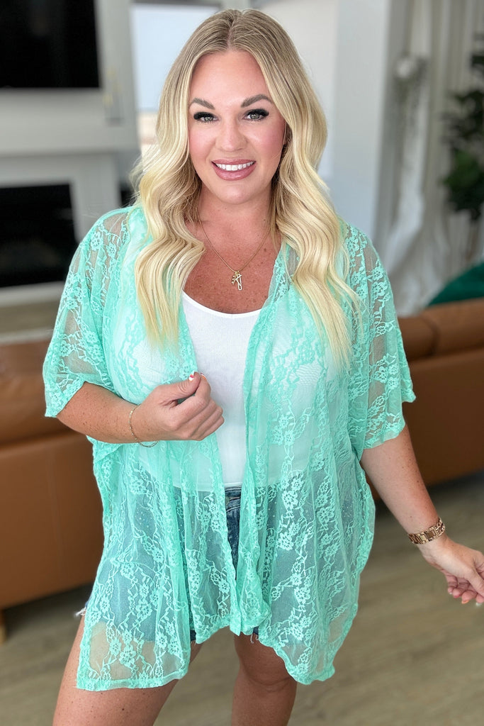 Good Days Ahead Lace Kimono In Mint-Layers-Timber Brooke Boutique, Online Women's Fashion Boutique in Amarillo, Texas