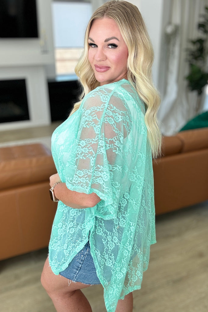 Good Days Ahead Lace Kimono In Mint-Layers-Timber Brooke Boutique, Online Women's Fashion Boutique in Amarillo, Texas