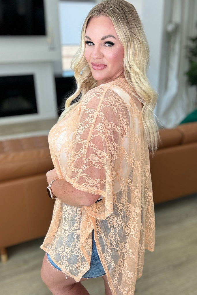 Good Days Ahead Lace Kimono In Peach-Layers-Timber Brooke Boutique, Online Women's Fashion Boutique in Amarillo, Texas
