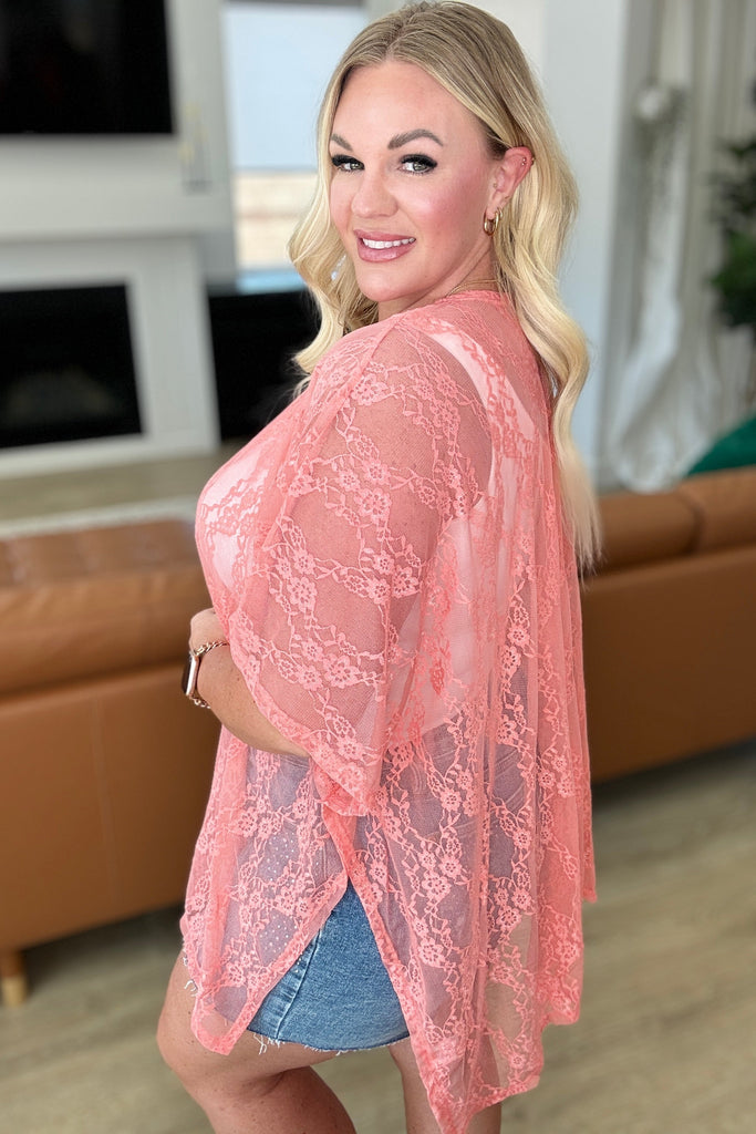 Good Days Ahead Lace Kimono In Coral-Layers-Timber Brooke Boutique, Online Women's Fashion Boutique in Amarillo, Texas