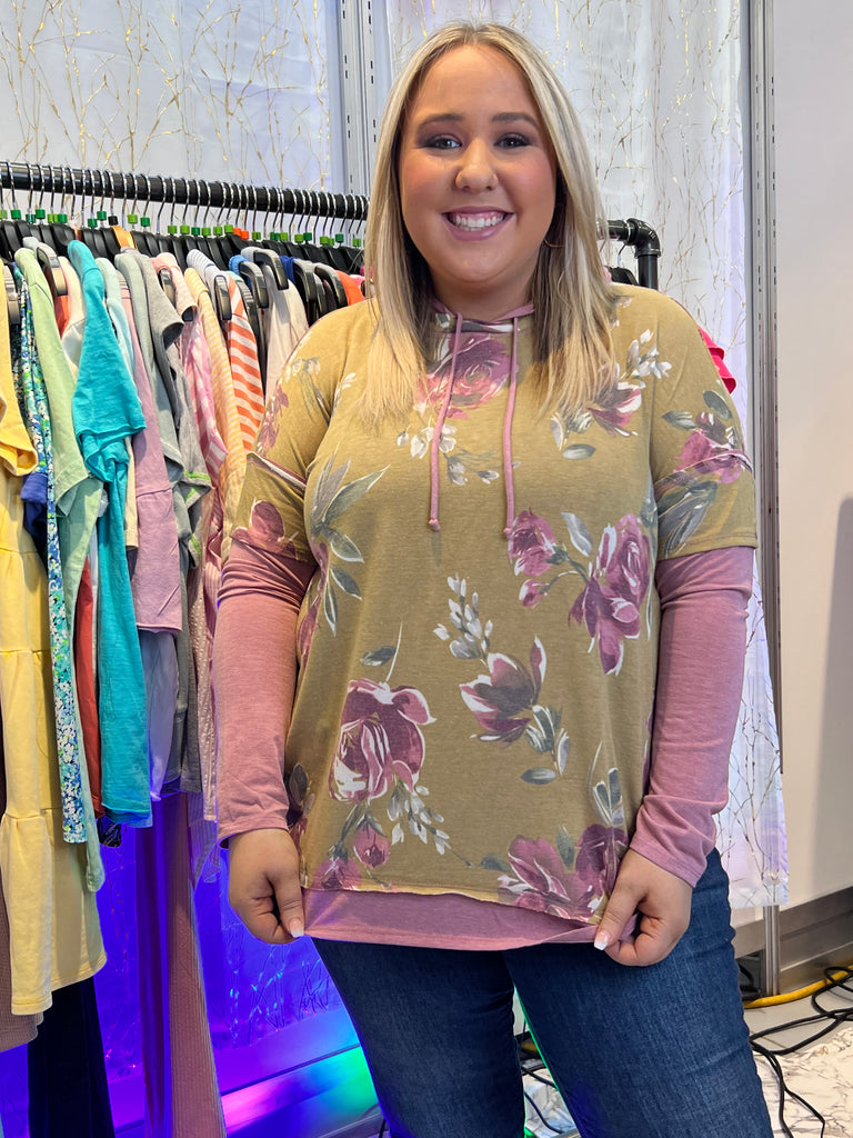 MARKET! Mustard Mauve Comfy Hoodie-Tops-Timber Brooke Boutique, Online Women's Fashion Boutique in Amarillo, Texas