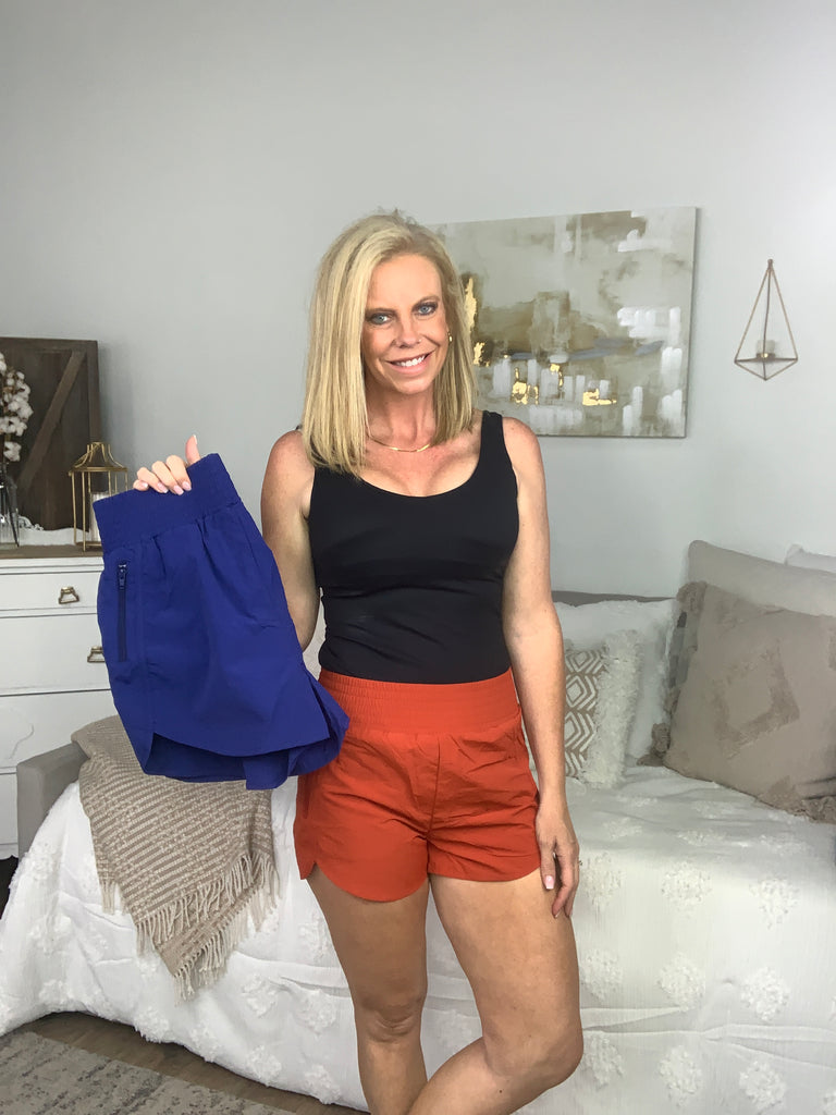 DOORBUSTER! Windbreaker Smocked Running Shorts-Shorts-Timber Brooke Boutique, Online Women's Fashion Boutique in Amarillo, Texas