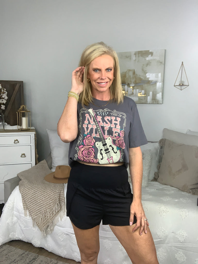 Grey Cotton NASHVILLE Tennessee Graphic Tee-Graphic Tees-Timber Brooke Boutique, Online Women's Fashion Boutique in Amarillo, Texas