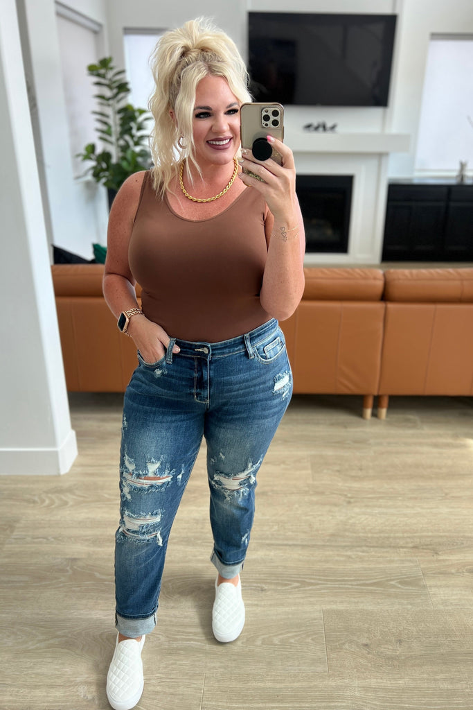 Danny Mid Rise Cuffed Destroy Boyfriend Jeans-Denim-Timber Brooke Boutique, Online Women's Fashion Boutique in Amarillo, Texas