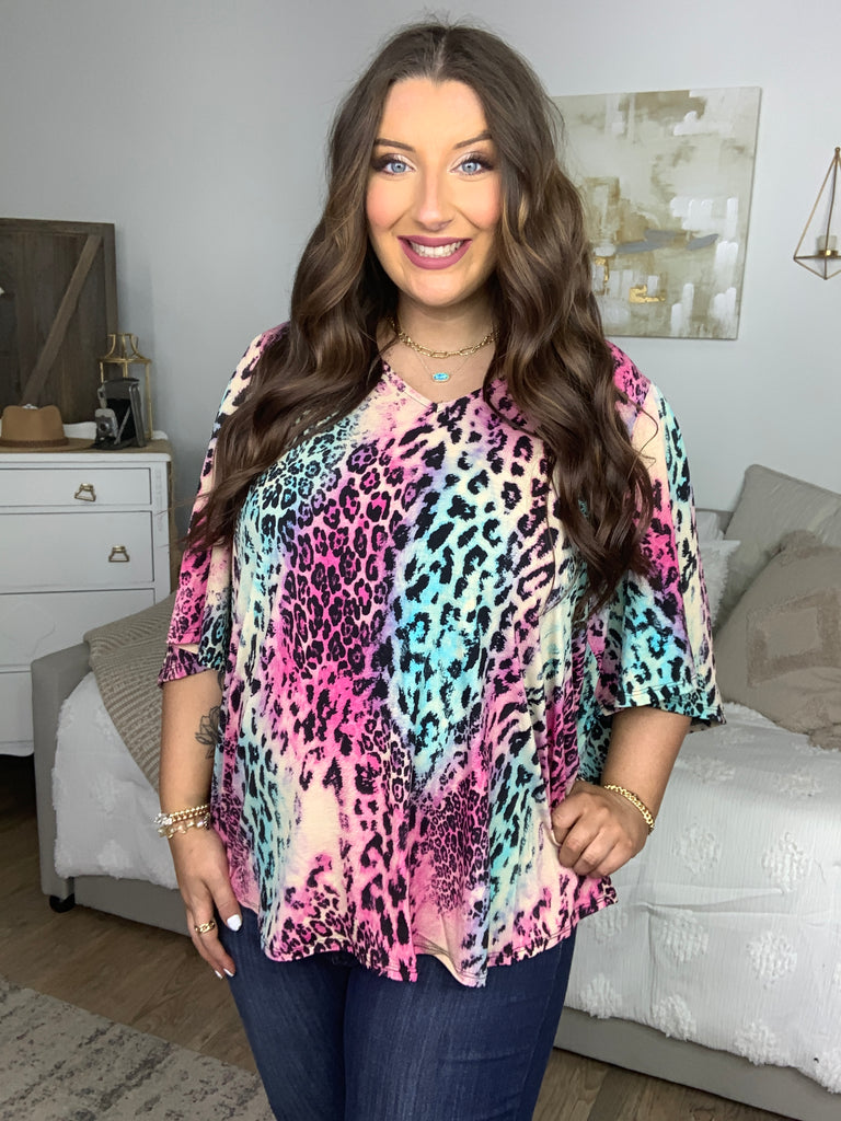 Fun Colored Cheetah Print Top-Timber Brooke Boutique, Online Women's Fashion Boutique in Amarillo, Texas