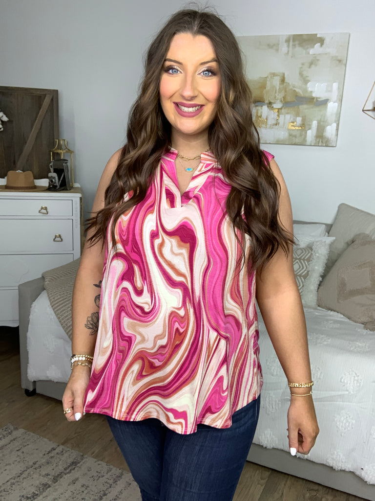 Magenta and Taupe Retro Swirls-Timber Brooke Boutique, Online Women's Fashion Boutique in Amarillo, Texas