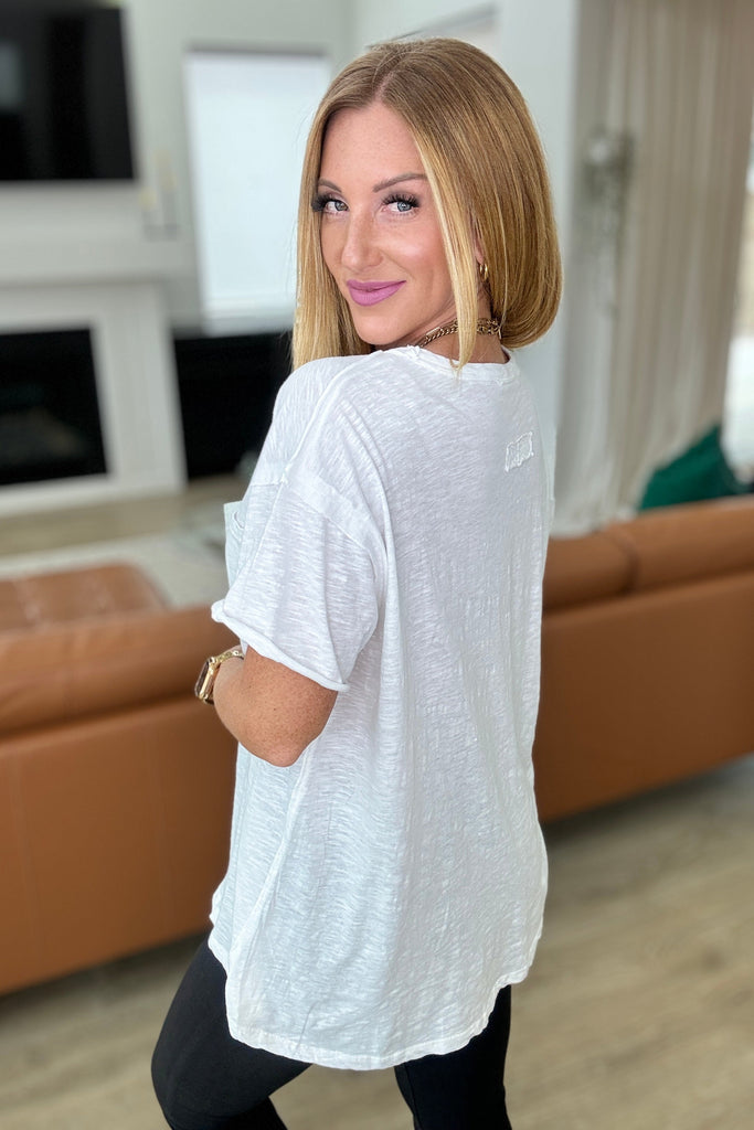 Casually Cool Patch Pocket Tee in White-Tops-Timber Brooke Boutique, Online Women's Fashion Boutique in Amarillo, Texas