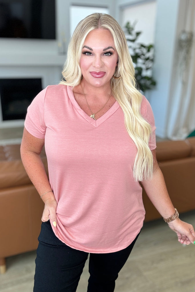 Heart and Soul V-Neck Top in Dusty Pink-Tops-Timber Brooke Boutique, Online Women's Fashion Boutique in Amarillo, Texas