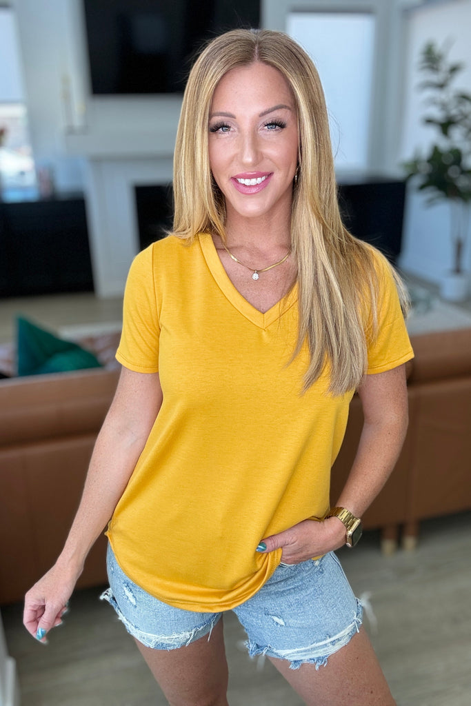 Heart and Soul V-Neck Top in Mustard-Tops-Timber Brooke Boutique, Online Women's Fashion Boutique in Amarillo, Texas