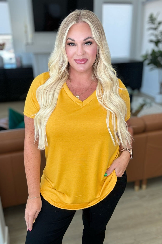 Heart and Soul V-Neck Top in Mustard-Tops-Timber Brooke Boutique, Online Women's Fashion Boutique in Amarillo, Texas