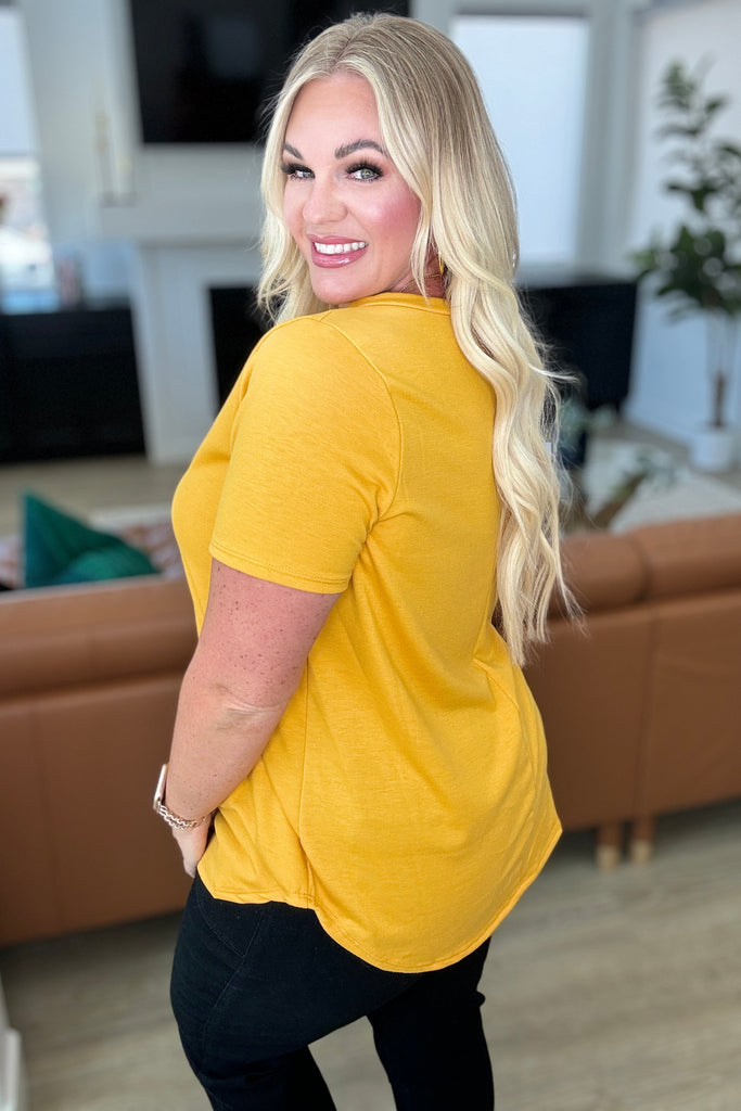 Heart and Soul V-Neck Top in Mustard-Tops-Timber Brooke Boutique, Online Women's Fashion Boutique in Amarillo, Texas