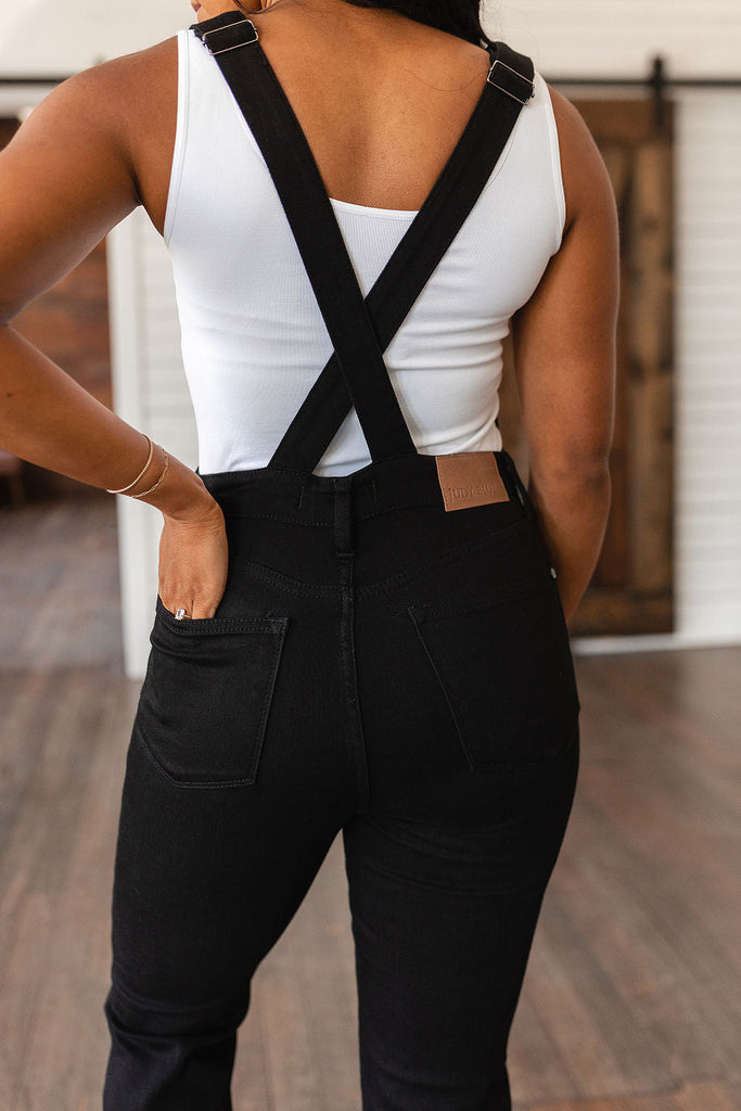 Imogene Control Top Retro Flare Overalls in Black-Womens-Timber Brooke Boutique, Online Women's Fashion Boutique in Amarillo, Texas