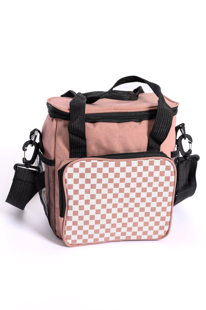 Insulated Checked Tote in Pink-Accessories-Timber Brooke Boutique, Online Women's Fashion Boutique in Amarillo, Texas