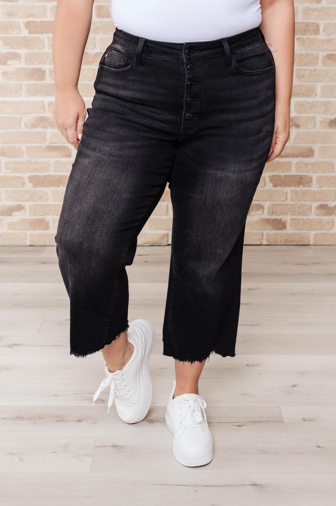 Ryan High Rise Button Fly Wide Leg Crop Jeans-Womens-Timber Brooke Boutique, Online Women's Fashion Boutique in Amarillo, Texas