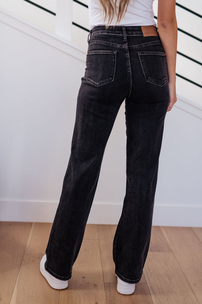Joan High Rise Control Top Straight Jeans in Washed Black-Denim-Timber Brooke Boutique, Online Women's Fashion Boutique in Amarillo, Texas