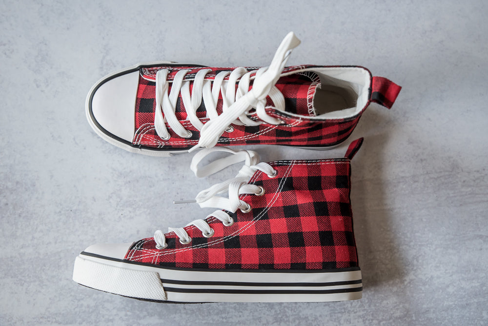 Got the Look Sneakers in Red Plaid-Miami Shoes-Timber Brooke Boutique, Online Women's Fashion Boutique in Amarillo, Texas