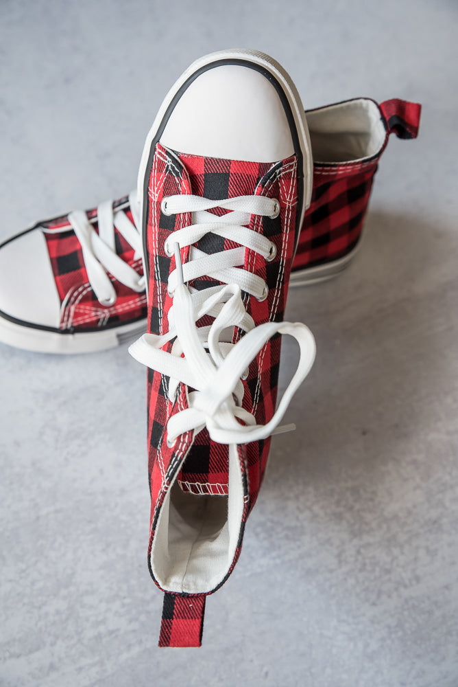 Got the Look Sneakers in Red Plaid-Miami Shoes-Timber Brooke Boutique, Online Women's Fashion Boutique in Amarillo, Texas