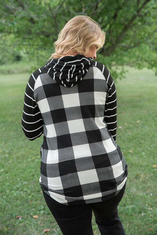 Fabulous in White Plaid Hoodie-YFW-Timber Brooke Boutique, Online Women's Fashion Boutique in Amarillo, Texas