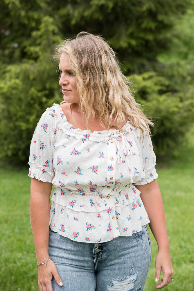 Florals Forever Top-White Birch-Timber Brooke Boutique, Online Women's Fashion Boutique in Amarillo, Texas