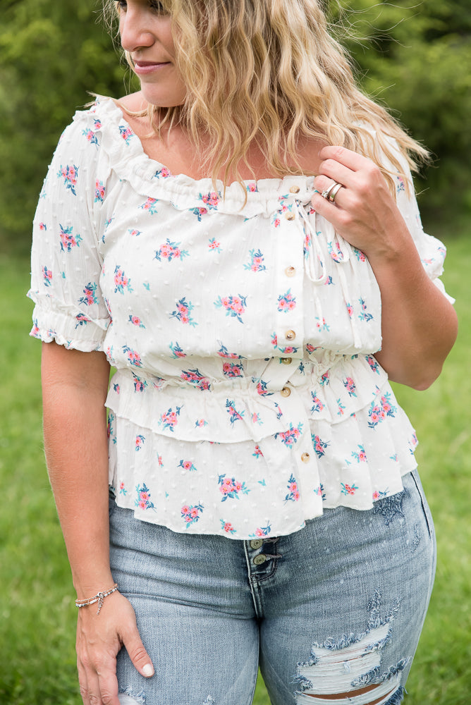 Florals Forever Top-White Birch-Timber Brooke Boutique, Online Women's Fashion Boutique in Amarillo, Texas