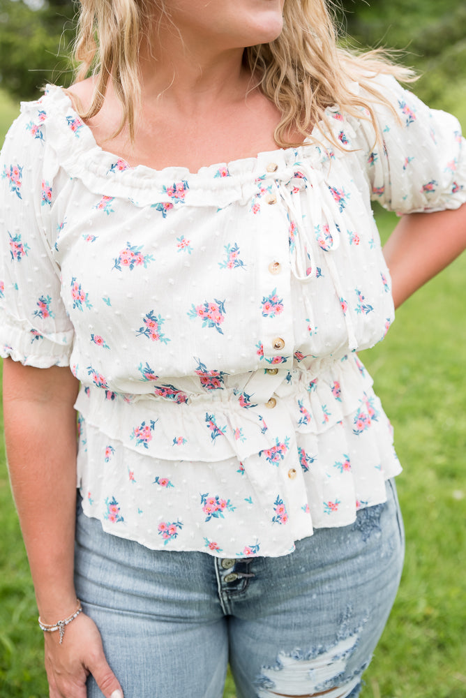 Florals Forever Top-White Birch-Timber Brooke Boutique, Online Women's Fashion Boutique in Amarillo, Texas