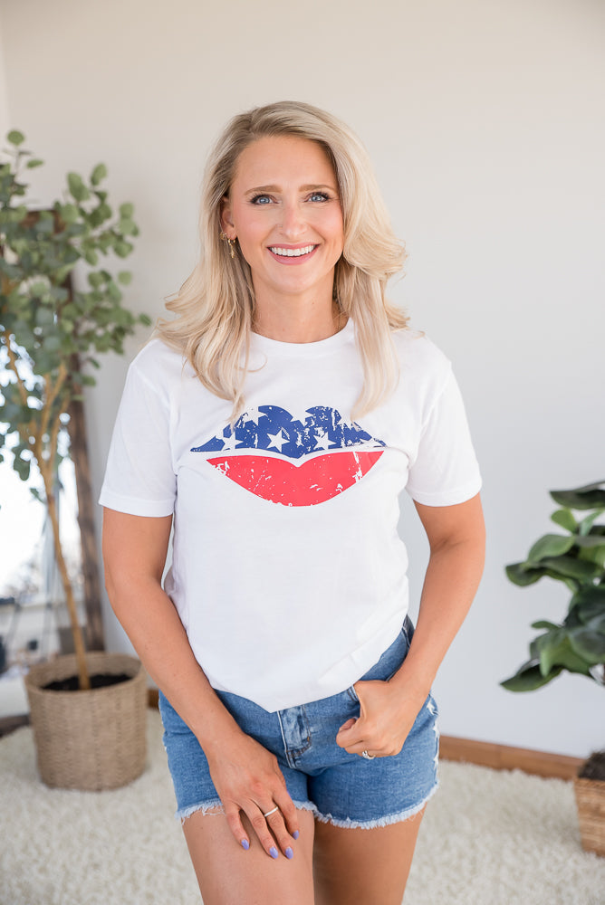 American Lips Graphic Tee-BT Graphic Tee-Timber Brooke Boutique, Online Women's Fashion Boutique in Amarillo, Texas