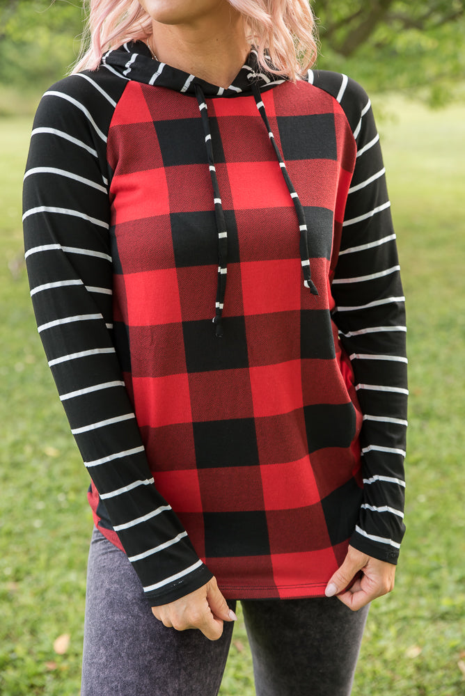 Fabulous in Red Plaid Hoodie-YFW-Timber Brooke Boutique, Online Women's Fashion Boutique in Amarillo, Texas