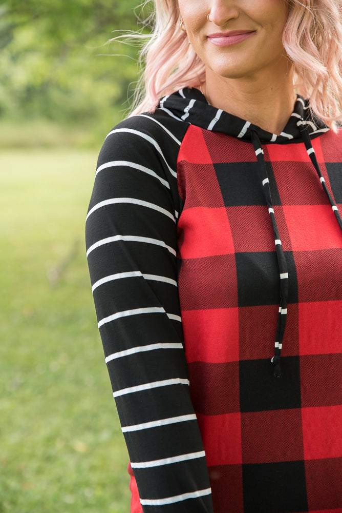 Fabulous in Red Plaid Hoodie-YFW-Timber Brooke Boutique, Online Women's Fashion Boutique in Amarillo, Texas