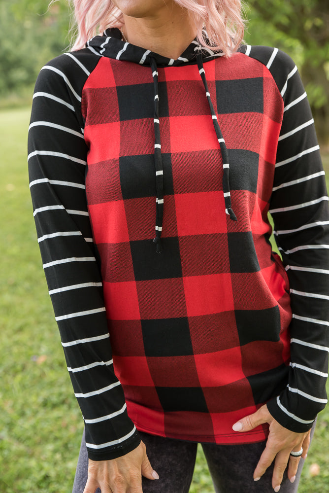 Fabulous in Red Plaid Hoodie-YFW-Timber Brooke Boutique, Online Women's Fashion Boutique in Amarillo, Texas