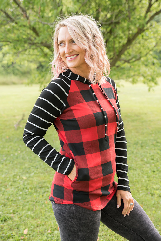 Fabulous in Red Plaid Hoodie-YFW-Timber Brooke Boutique, Online Women's Fashion Boutique in Amarillo, Texas