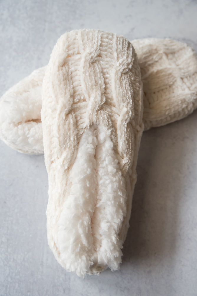 Chenille Slippers in Ivory-Urbanista-Timber Brooke Boutique, Online Women's Fashion Boutique in Amarillo, Texas