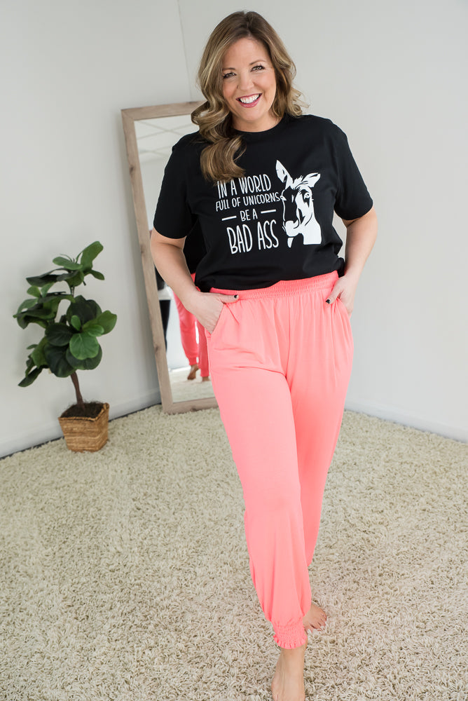 Be Your Best Lounge Joggers in Coral-Zenana-Timber Brooke Boutique, Online Women's Fashion Boutique in Amarillo, Texas