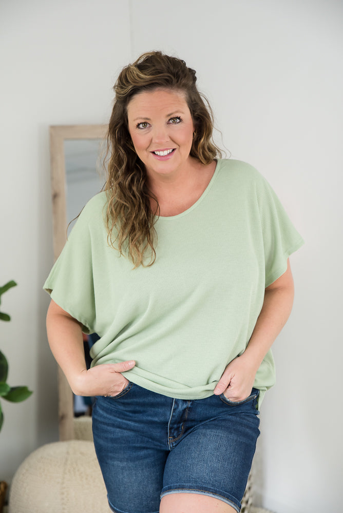 State of Mind Top in Sage-Andre by Unit-Timber Brooke Boutique, Online Women's Fashion Boutique in Amarillo, Texas