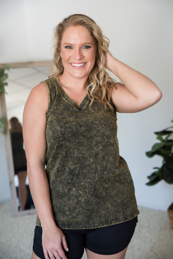 There was You Tank in Olive-Zenana-Timber Brooke Boutique, Online Women's Fashion Boutique in Amarillo, Texas