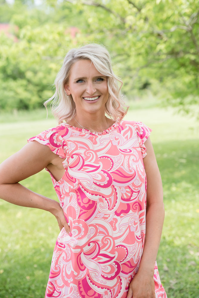 Coral Splash Dress-Andre by Unit-Timber Brooke Boutique, Online Women's Fashion Boutique in Amarillo, Texas