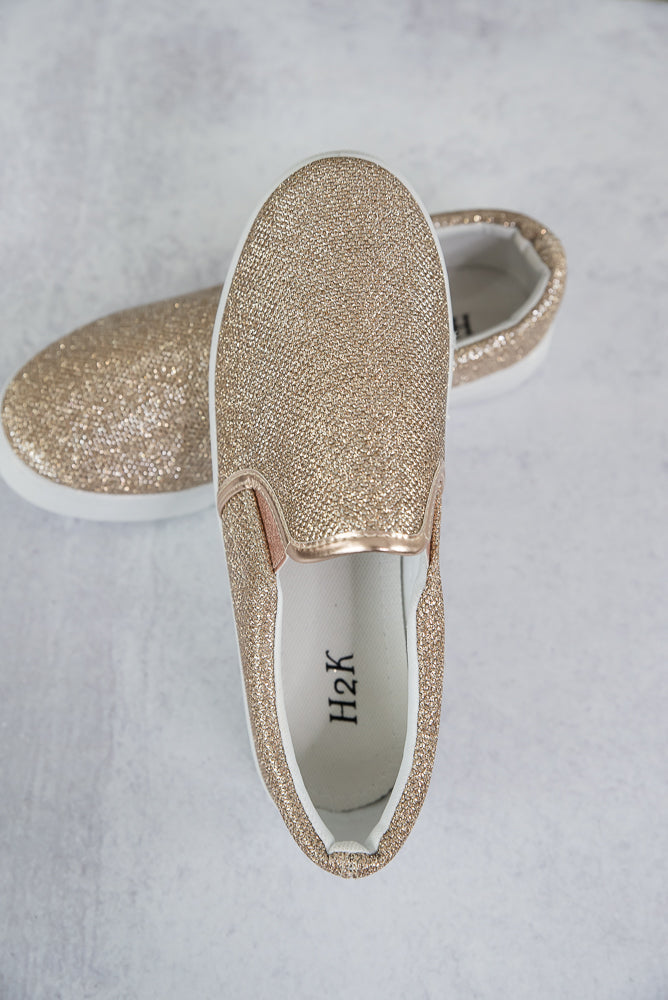 Four Seasons Rose Gold Glitter Sneaker-H2K-Timber Brooke Boutique, Online Women's Fashion Boutique in Amarillo, Texas