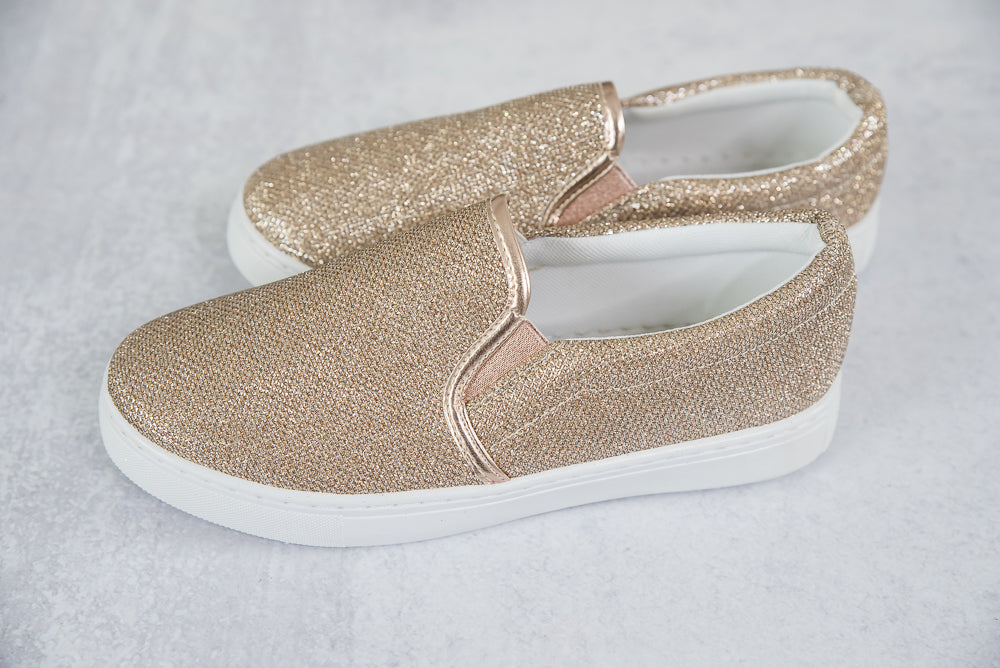 Four Seasons Rose Gold Glitter Sneaker-H2K-Timber Brooke Boutique, Online Women's Fashion Boutique in Amarillo, Texas