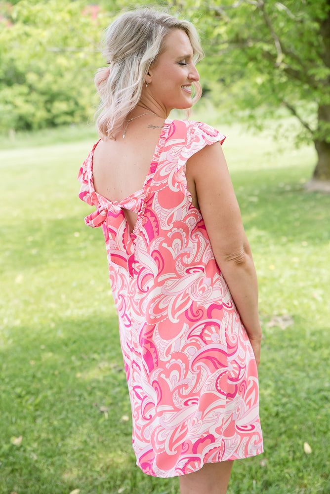 Coral Splash Dress-Andre by Unit-Timber Brooke Boutique, Online Women's Fashion Boutique in Amarillo, Texas