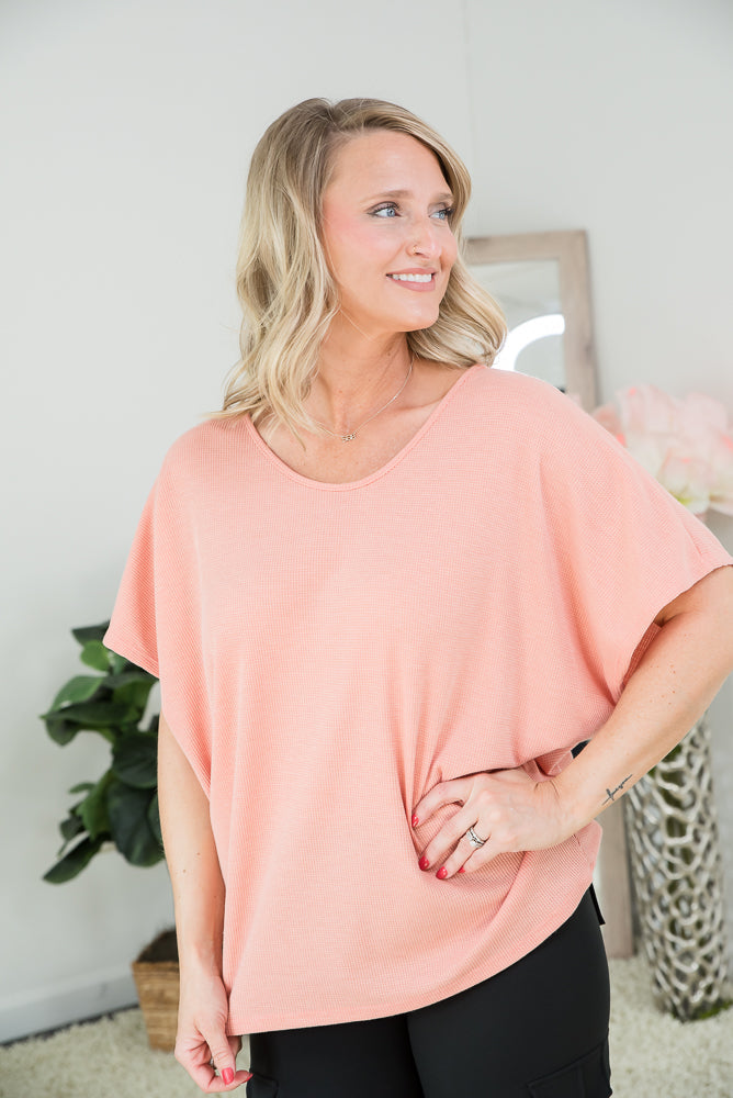 State of Mind Top in Apricot-Andre by Unit-Timber Brooke Boutique, Online Women's Fashion Boutique in Amarillo, Texas