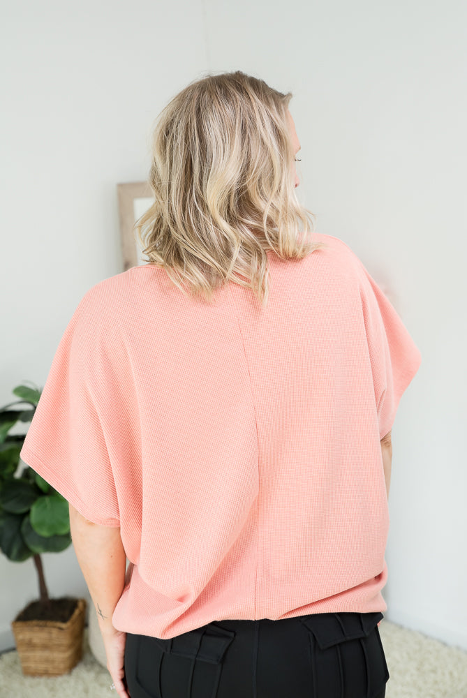 State of Mind Top in Apricot-Andre by Unit-Timber Brooke Boutique, Online Women's Fashion Boutique in Amarillo, Texas