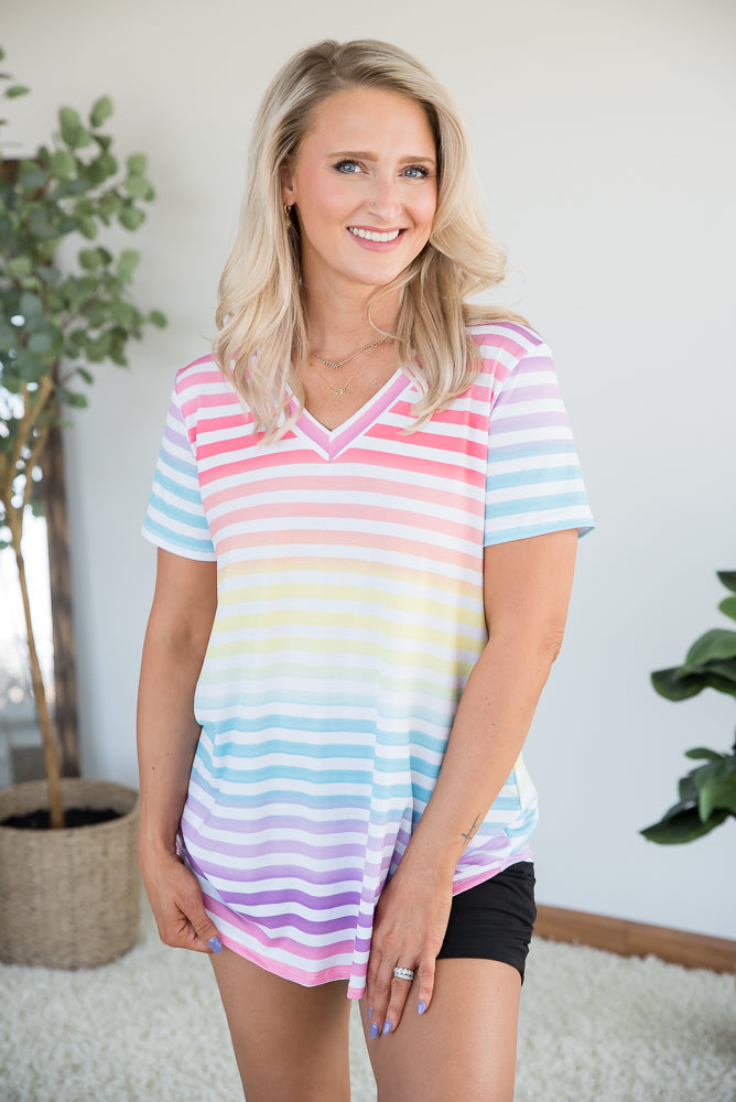 Sherbert Rainbow Top-Heimish-Timber Brooke Boutique, Online Women's Fashion Boutique in Amarillo, Texas