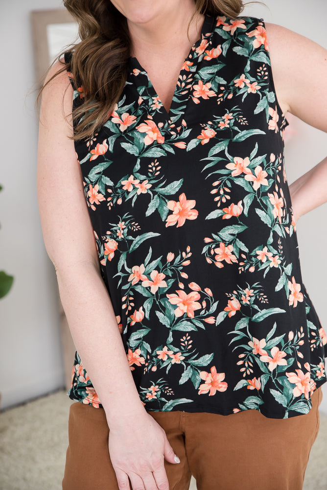 Tranquil Blooms Sleeveless Top-White Birch-Timber Brooke Boutique, Online Women's Fashion Boutique in Amarillo, Texas