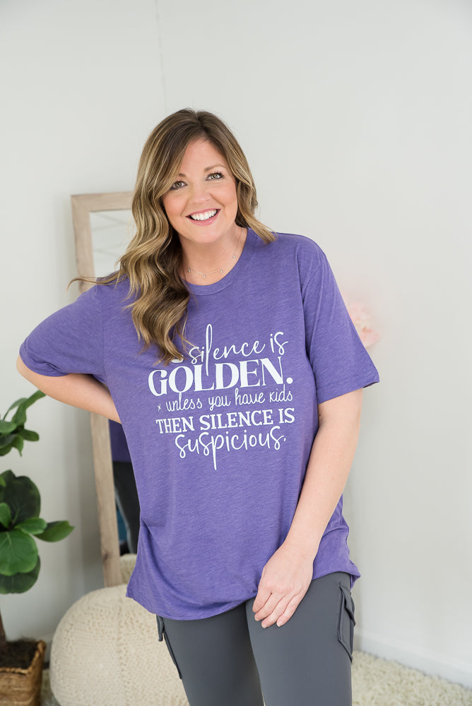 Silence Is Golden Tee-BT Graphic Tee-Timber Brooke Boutique, Online Women's Fashion Boutique in Amarillo, Texas