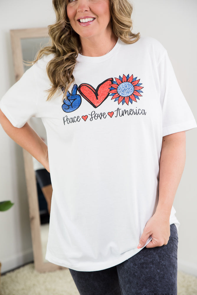 Peace Love America Tee-BT Graphic Tee-Timber Brooke Boutique, Online Women's Fashion Boutique in Amarillo, Texas