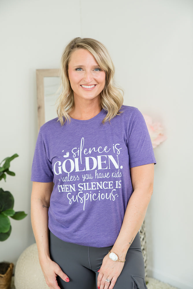 Silence Is Golden Tee-BT Graphic Tee-Timber Brooke Boutique, Online Women's Fashion Boutique in Amarillo, Texas