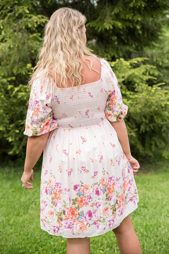 Elegant and Sweet Floral Dress-White Birch-Timber Brooke Boutique, Online Women's Fashion Boutique in Amarillo, Texas