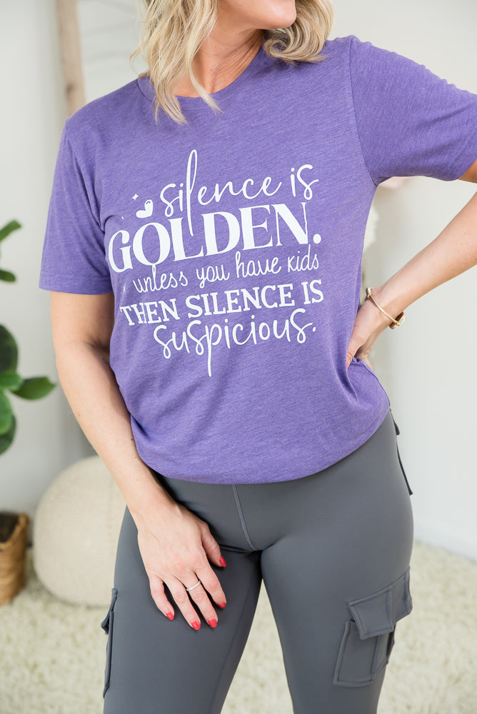 Silence Is Golden Tee-BT Graphic Tee-Timber Brooke Boutique, Online Women's Fashion Boutique in Amarillo, Texas